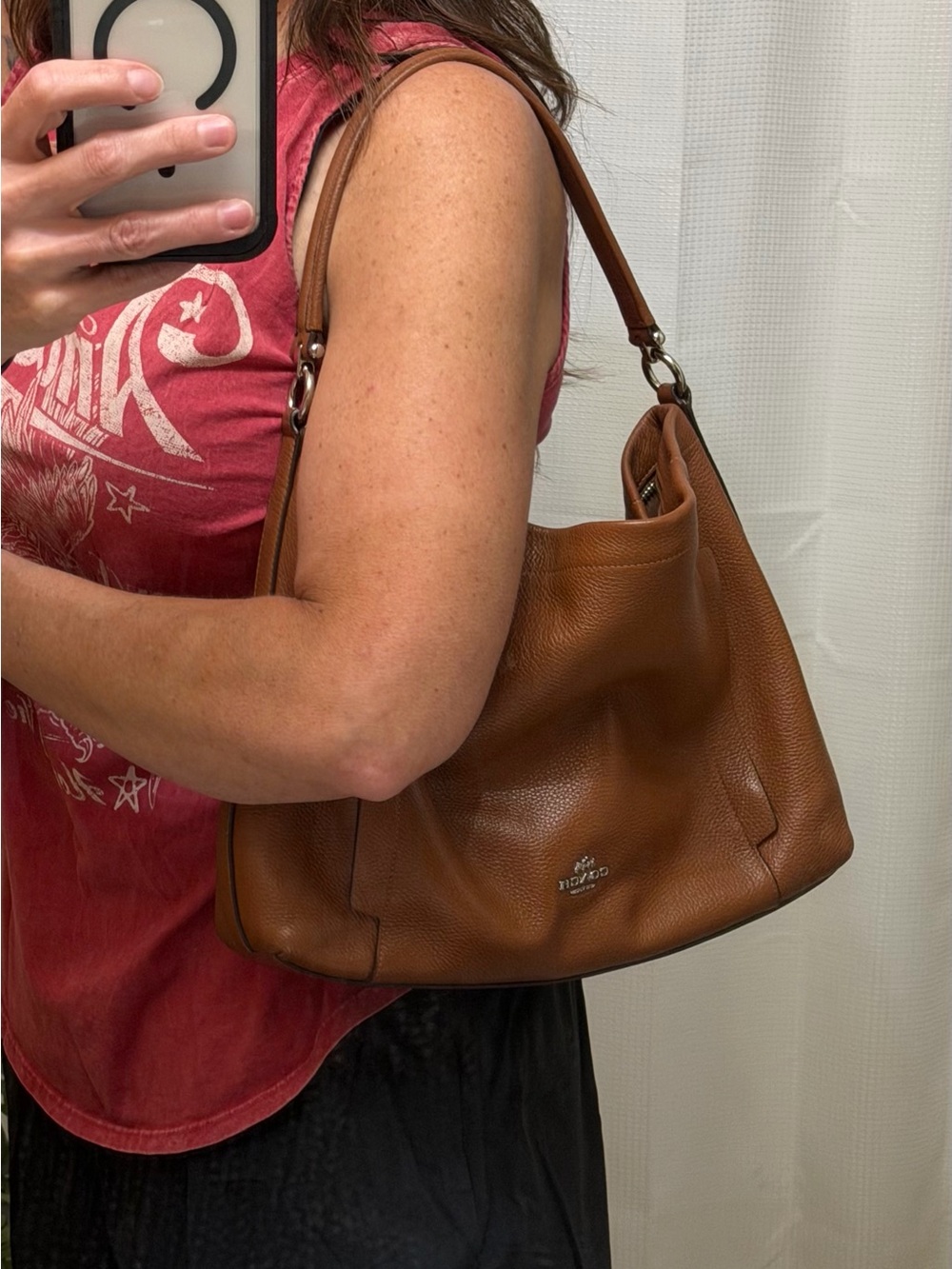 Coach Cognac Pebbled Leather Shoulder Bag - Picture 11 of 11
